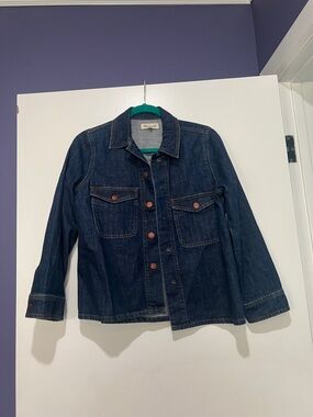 Madewell Indigo Denim Jacket/Shacket with Copper Buttons XS snaps never worn